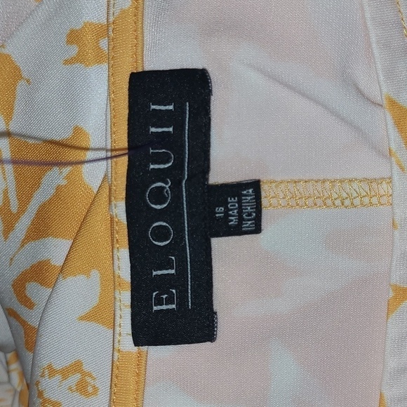 Eloquii Yellow And White Floral Maxi Dress With Elastic Waist Front Slit Size 16 - Picture 12 of 16